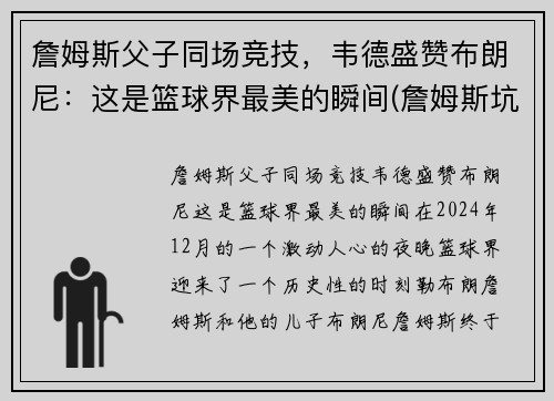 詹姆斯父子同场竞技，韦德盛赞布朗尼：这是篮球界最美的瞬间(詹姆斯坑韦德)