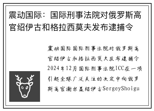 震动国际：国际刑事法院对俄罗斯高官绍伊古和格拉西莫夫发布逮捕令